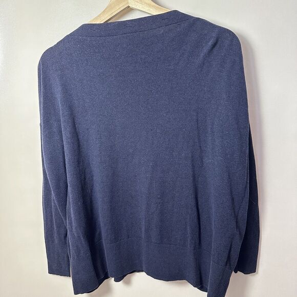 J.Crew Sweater Buttoned Boat Neck Navy Blue Nautical Coastal Casual Womens S/M - Picture 3 of 7